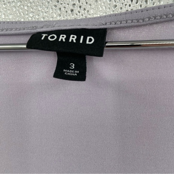 Torrid Studio Knit V-Neck Chiffon Sleeve Tee Size 3X Plus Size Lilac/Grey - Picture 6 of 11